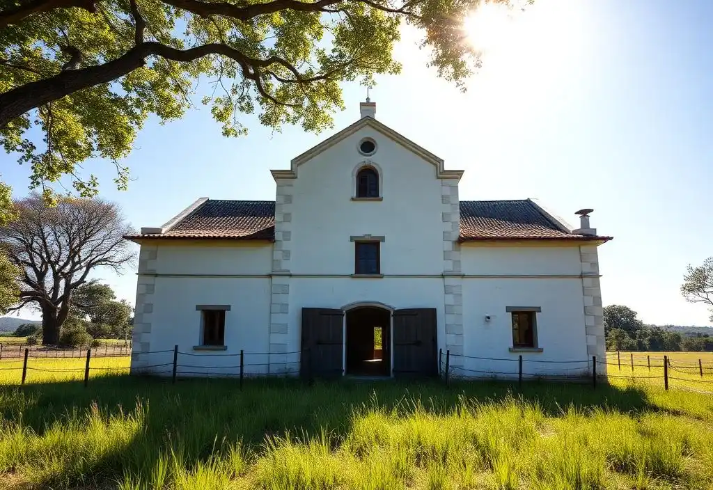 Casa sede de propriedade rural, com pasto ao redor