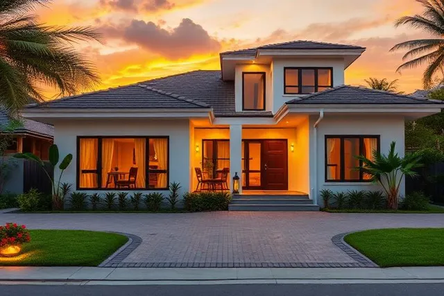 Casa residencial disponível para locação, no fim da tarde